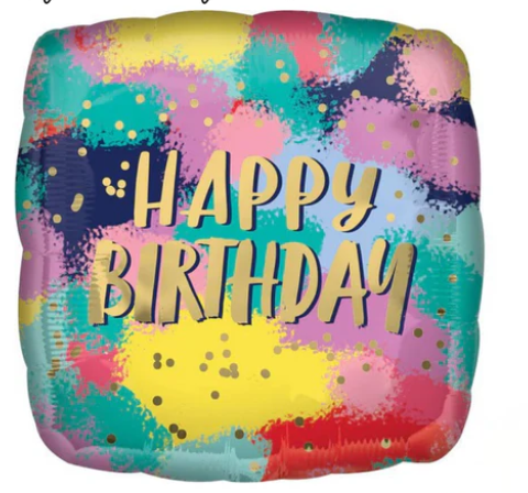18" Ellie's Brand Happy Birthday Square Mylar - Single Pack